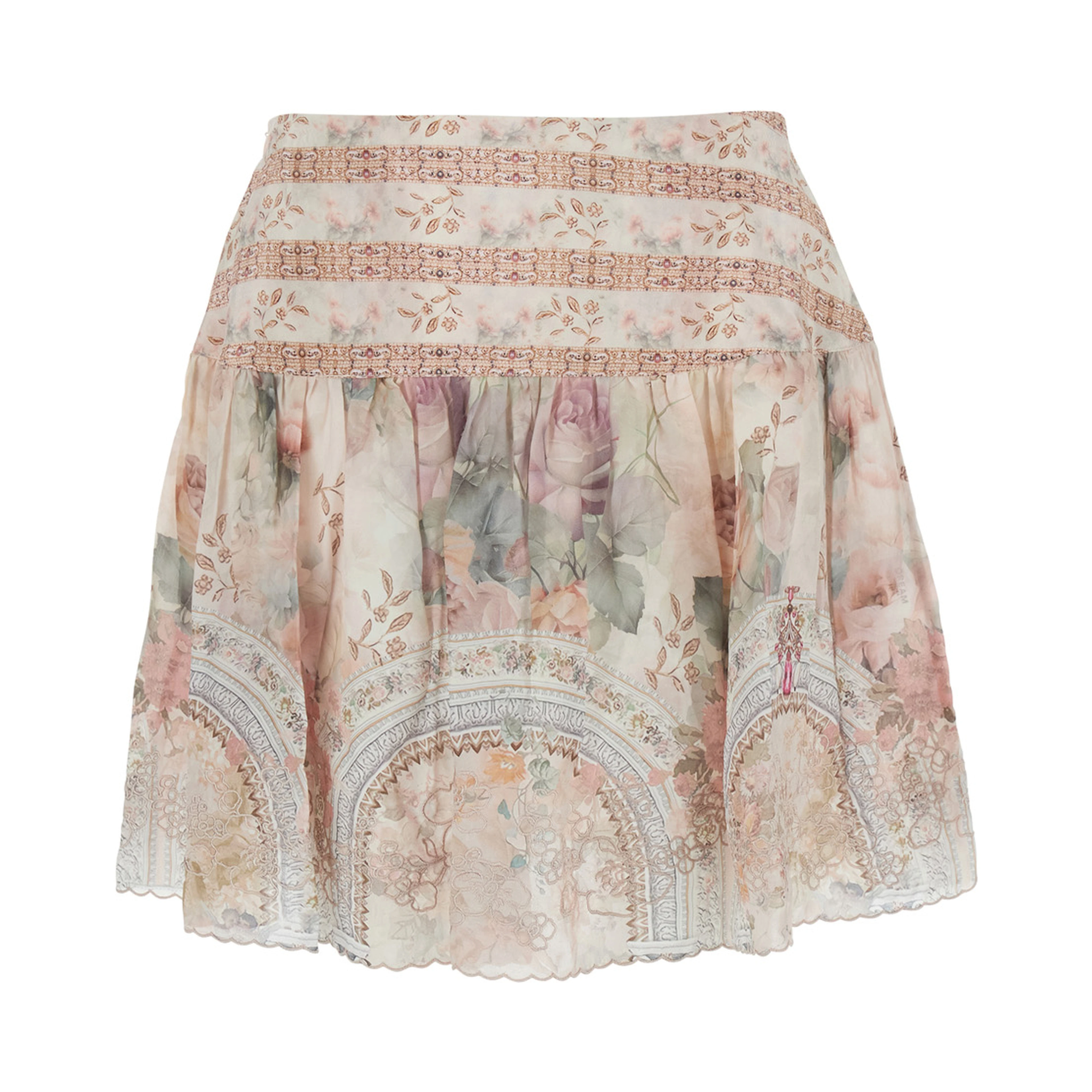 Multicolor Skirt Elena with All-Over Floral Print in Viscose for Women
