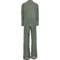 green Suit with shirt and Pants in silk blend Woman