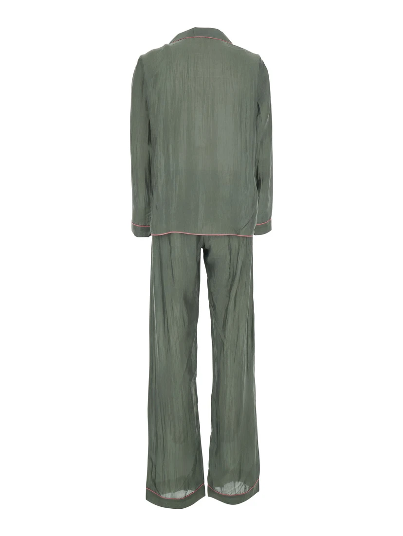 green Suit with shirt and Pants in silk blend Woman