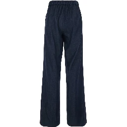 blue Pants with semi-elasticated waist in tech fabric woman