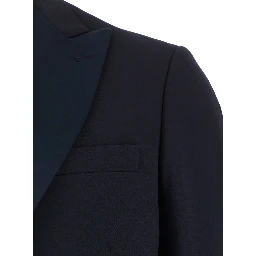 Single-breasted Suit with Peak Revers in Blue Fabric for Men