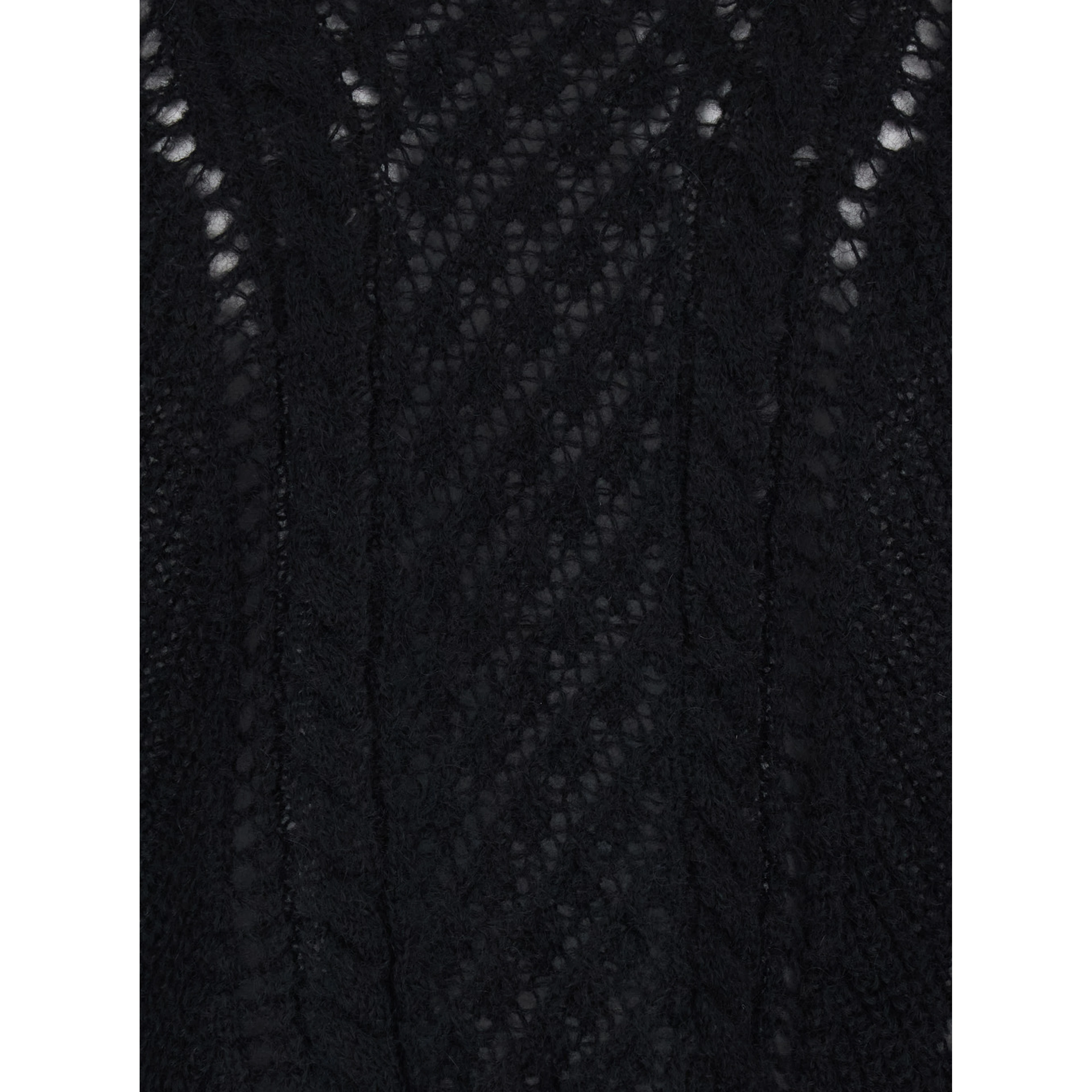 Black Crewneck Sweater with Logo Plaque on the Rear and Perforated Design in Wool Woman