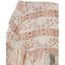 Multicolor Skirt Elena with All-Over Floral Print in Viscose for Women