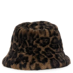 Brown Leopard Motif Womens Bucket Hat