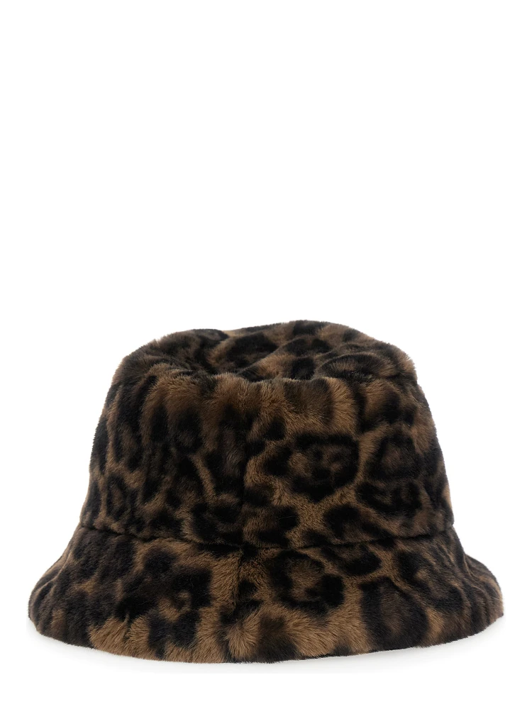 Brown Leopard Motif Womens Bucket Hat