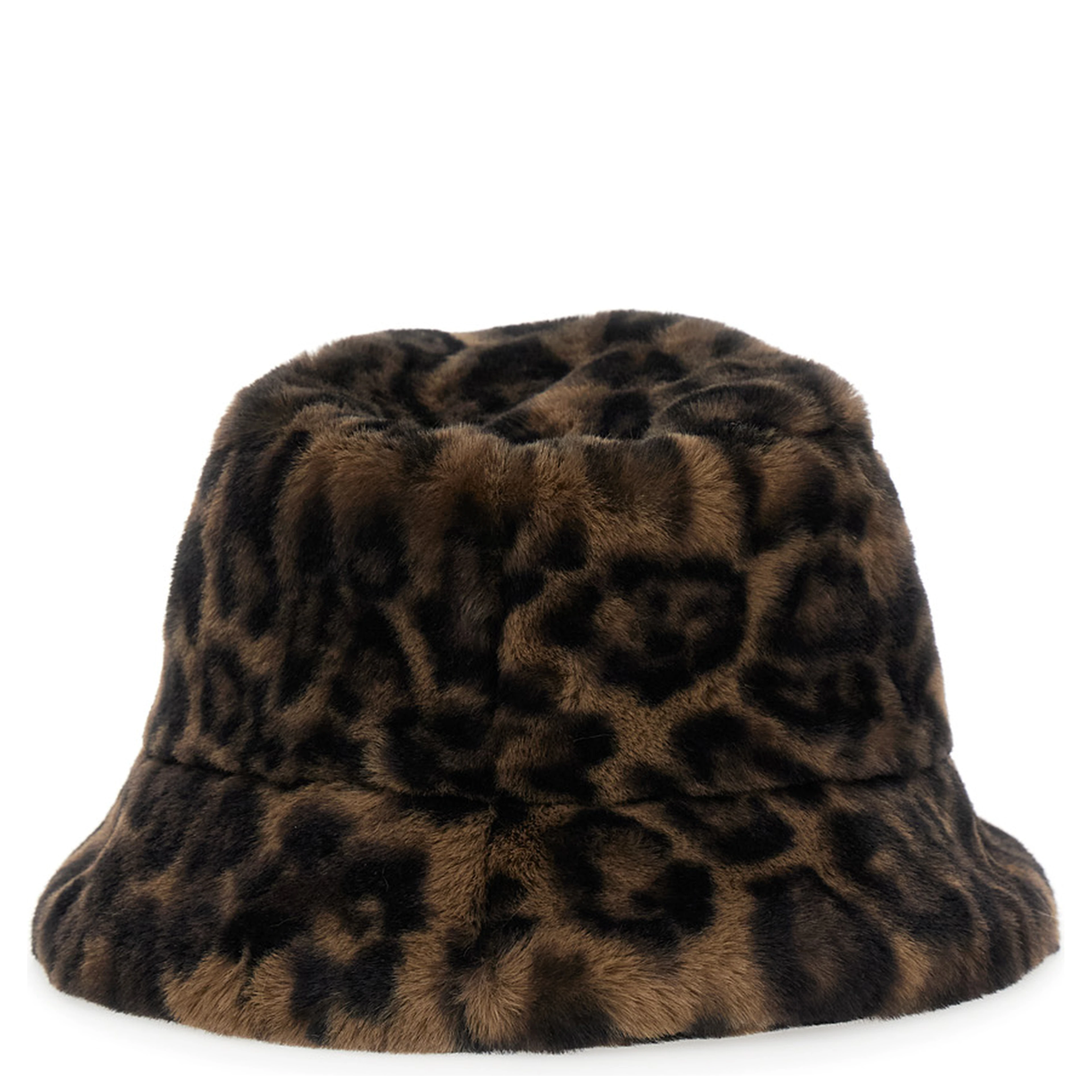 Brown Leopard Motif Womens Bucket Hat