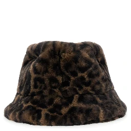 Brown Leopard Motif Womens Bucket Hat