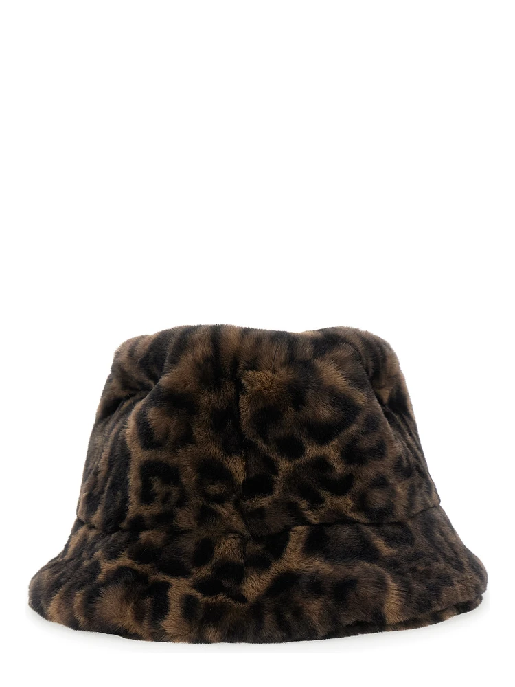 Brown Leopard Motif Womens Bucket Hat alternative