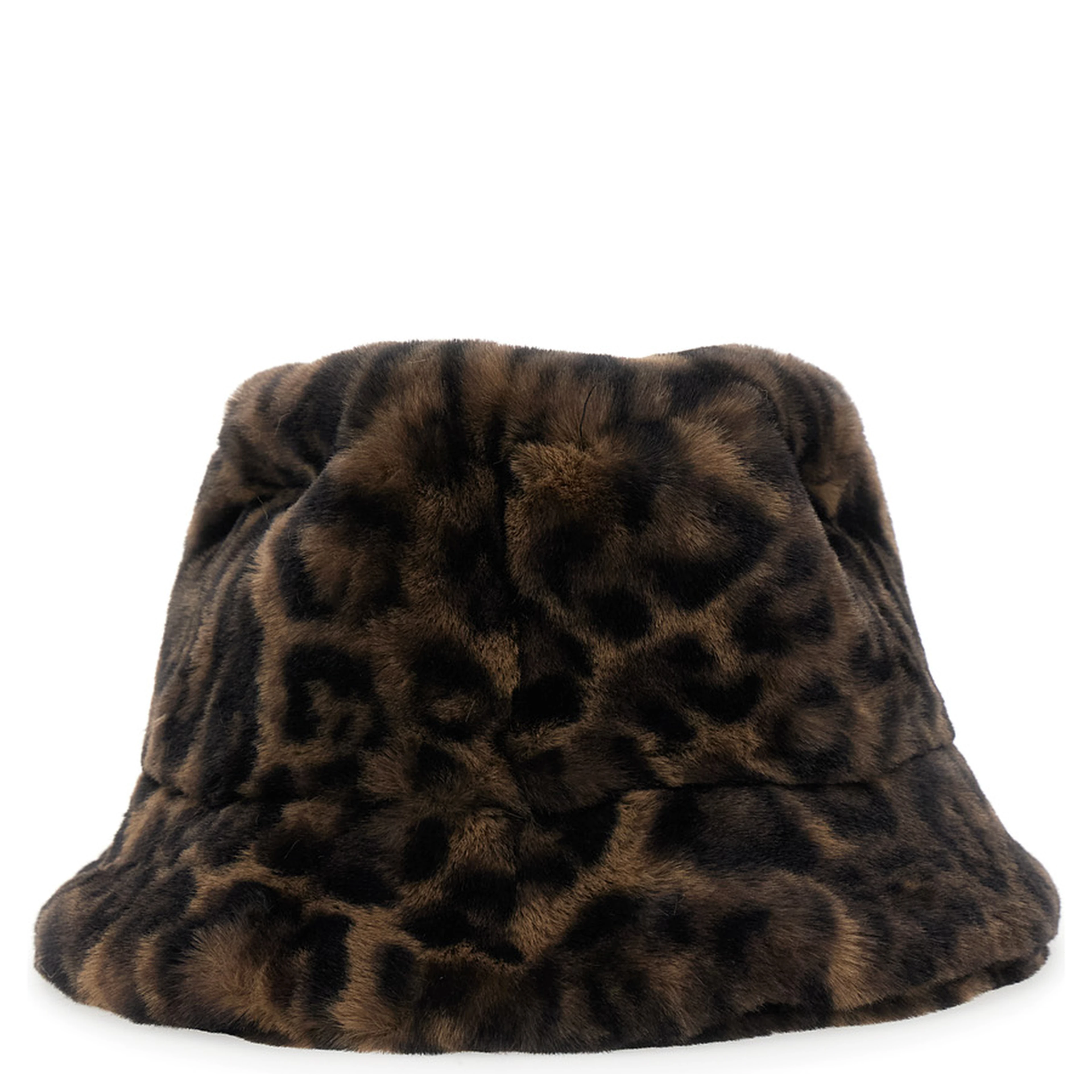 Brown Leopard Motif Womens Bucket Hat