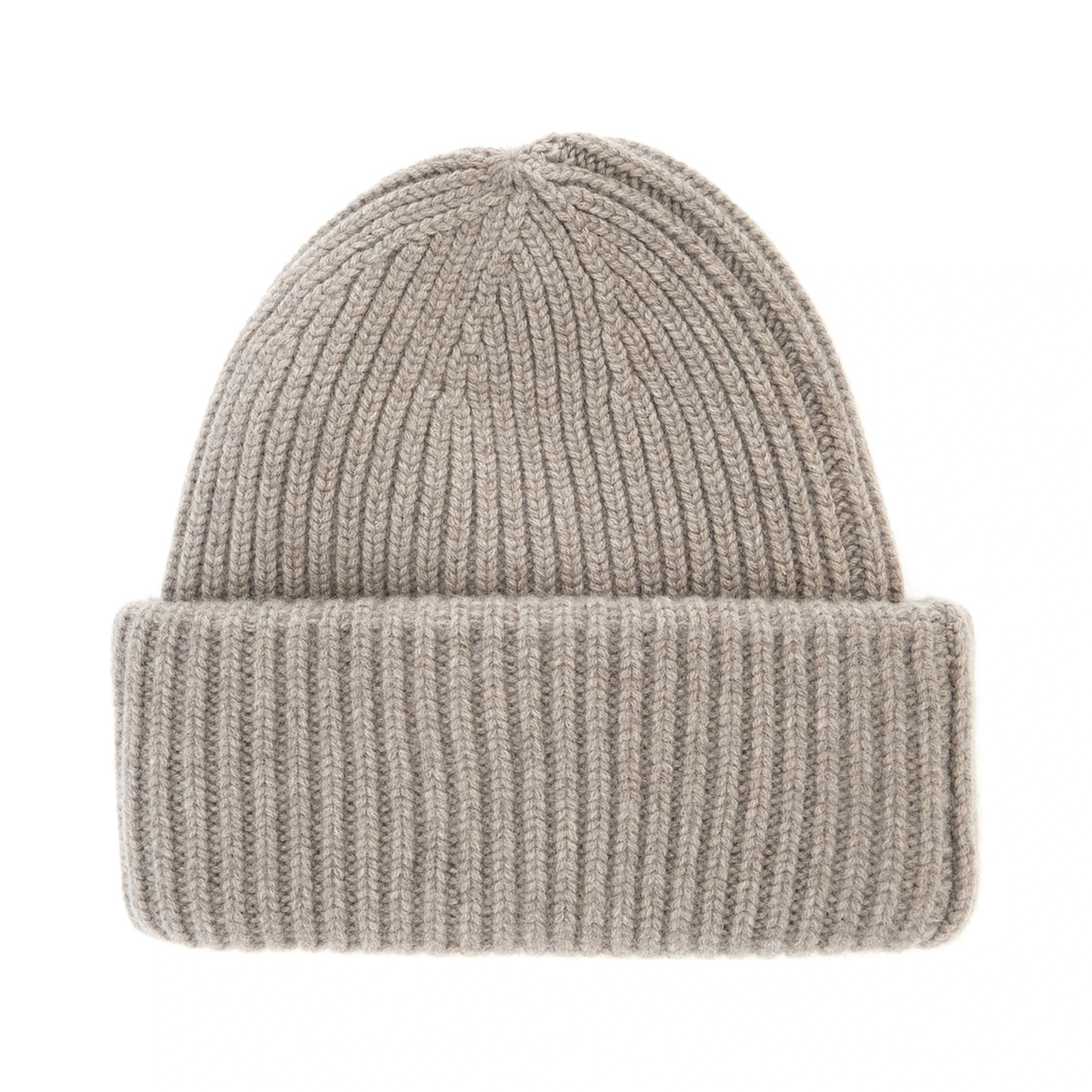 RIBBED BEANIE Hat with ribbed knit and cashmere fabric Beige unisex