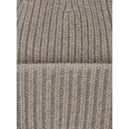 RIBBED BEANIE Hat with ribbed knit and cashmere fabric Beige unisex