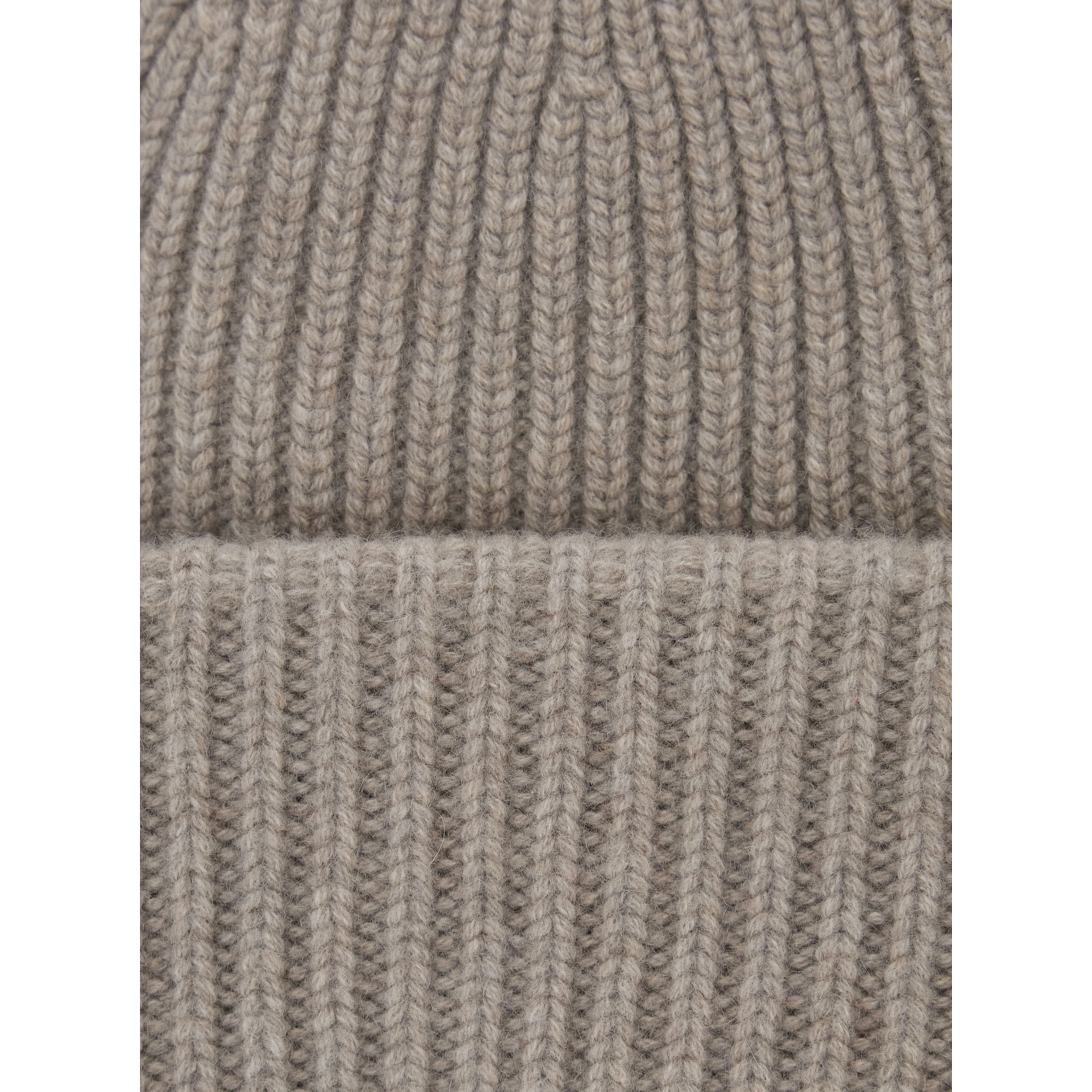 RIBBED BEANIE Hat with ribbed knit and cashmere fabric Beige unisex