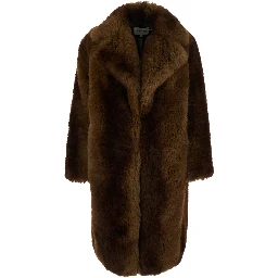 STEFFI Brown Fur with Notched Collar in Faux fur for Women