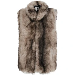 LAILA grey Fur vest with raised collar in eco-fur for women