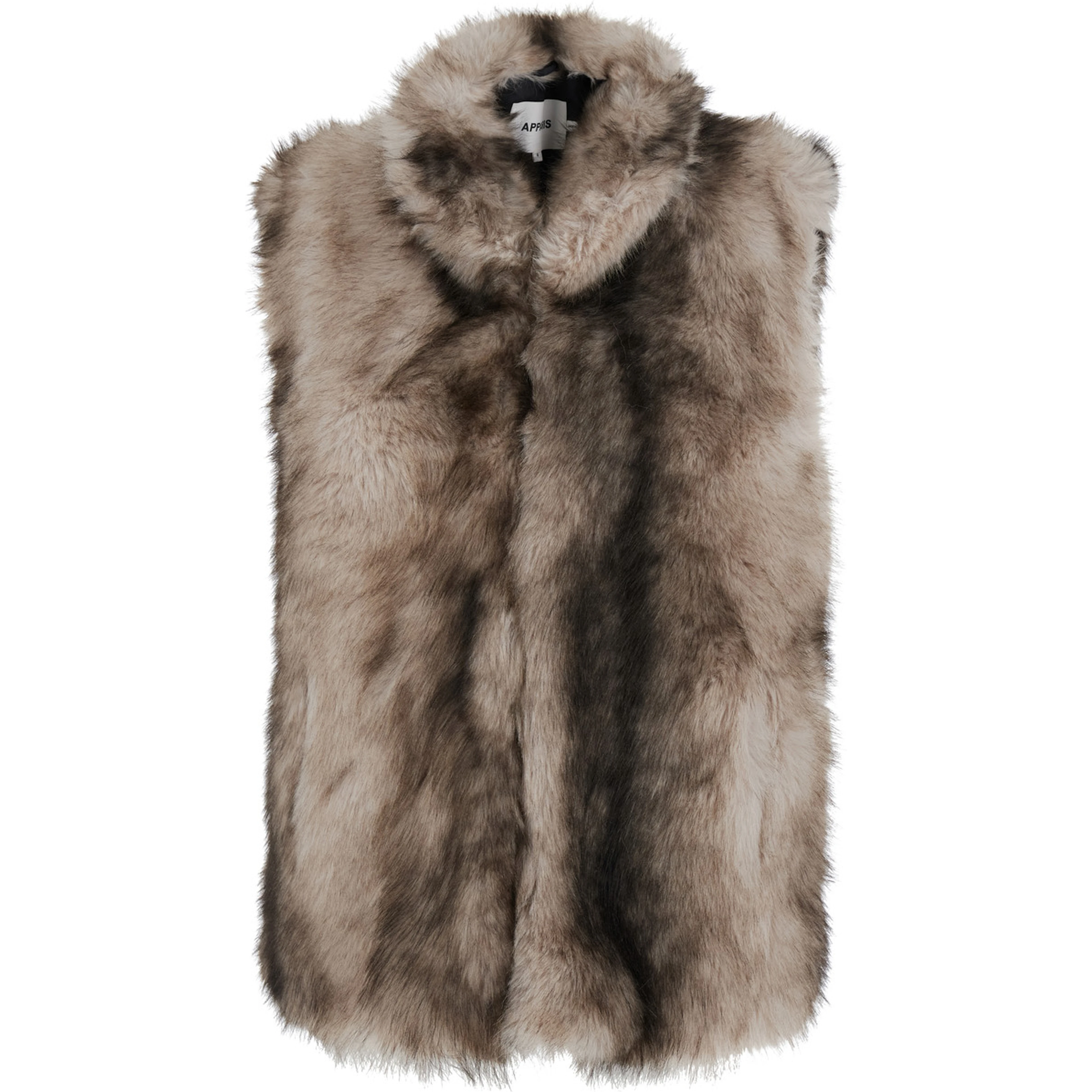 LAILA grey Fur vest with raised collar in eco-fur for women