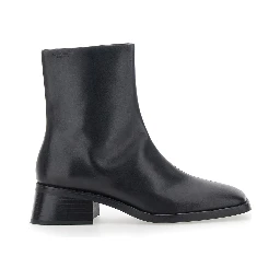 Blanca Black Ankle boots with side zip fastening in leather for women