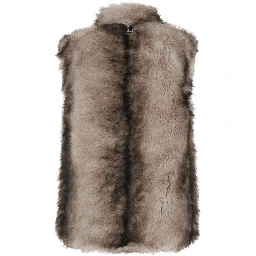 LAILA grey Fur vest with raised collar in eco-fur for women