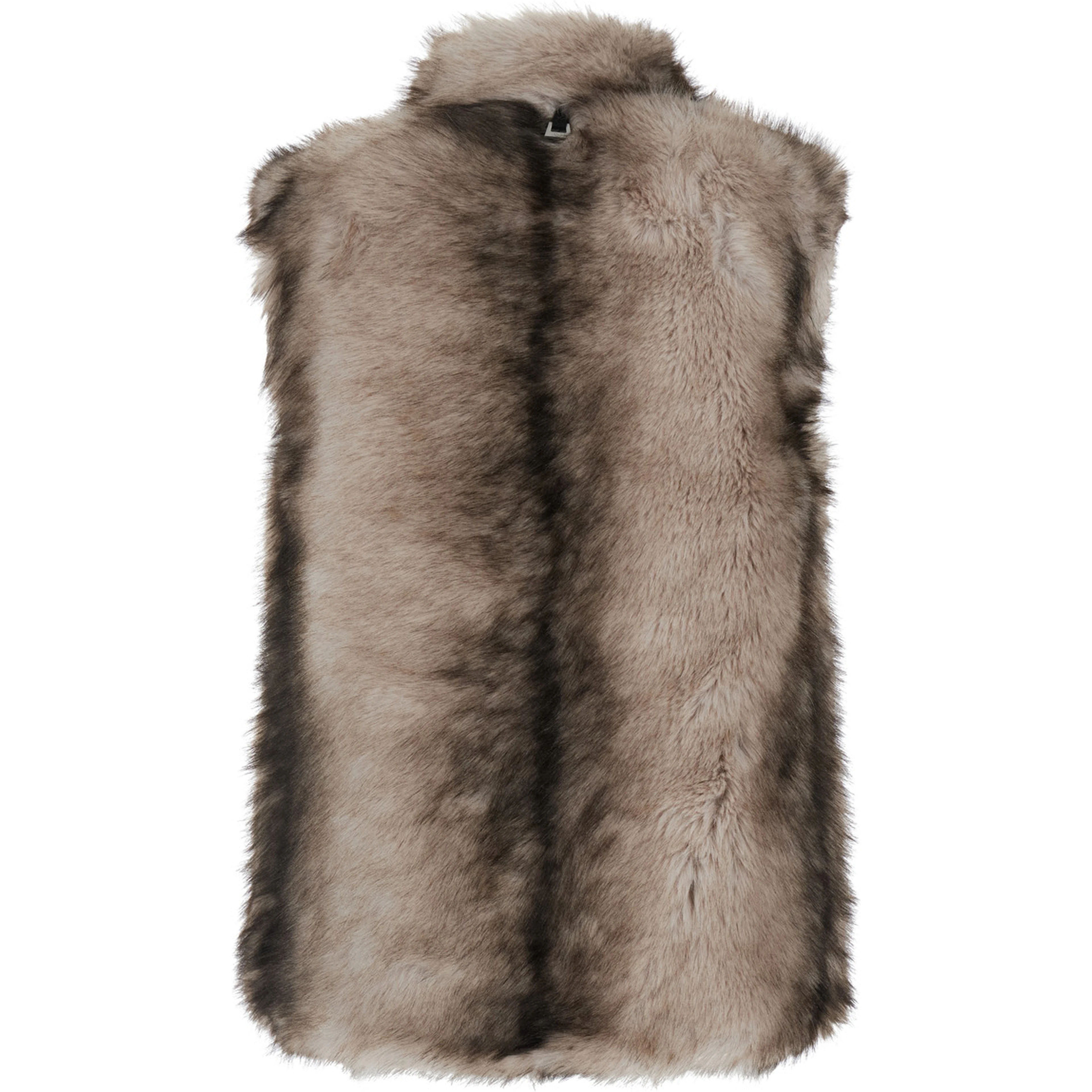 LAILA grey Fur vest with raised collar in eco-fur for women