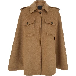 Short cape with elegant details in Tech Fabric beige for women