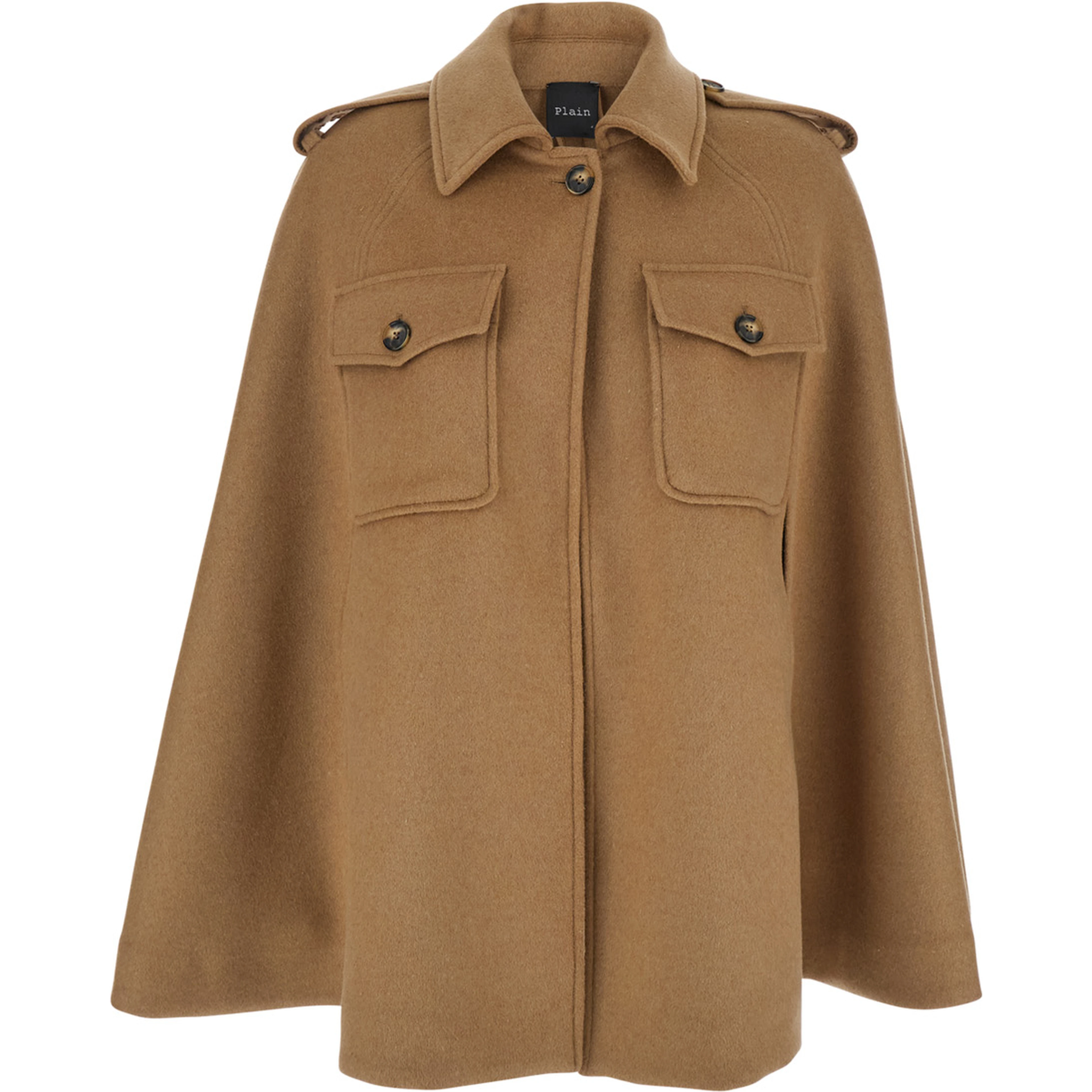 Short cape with elegant details in Tech Fabric beige for women