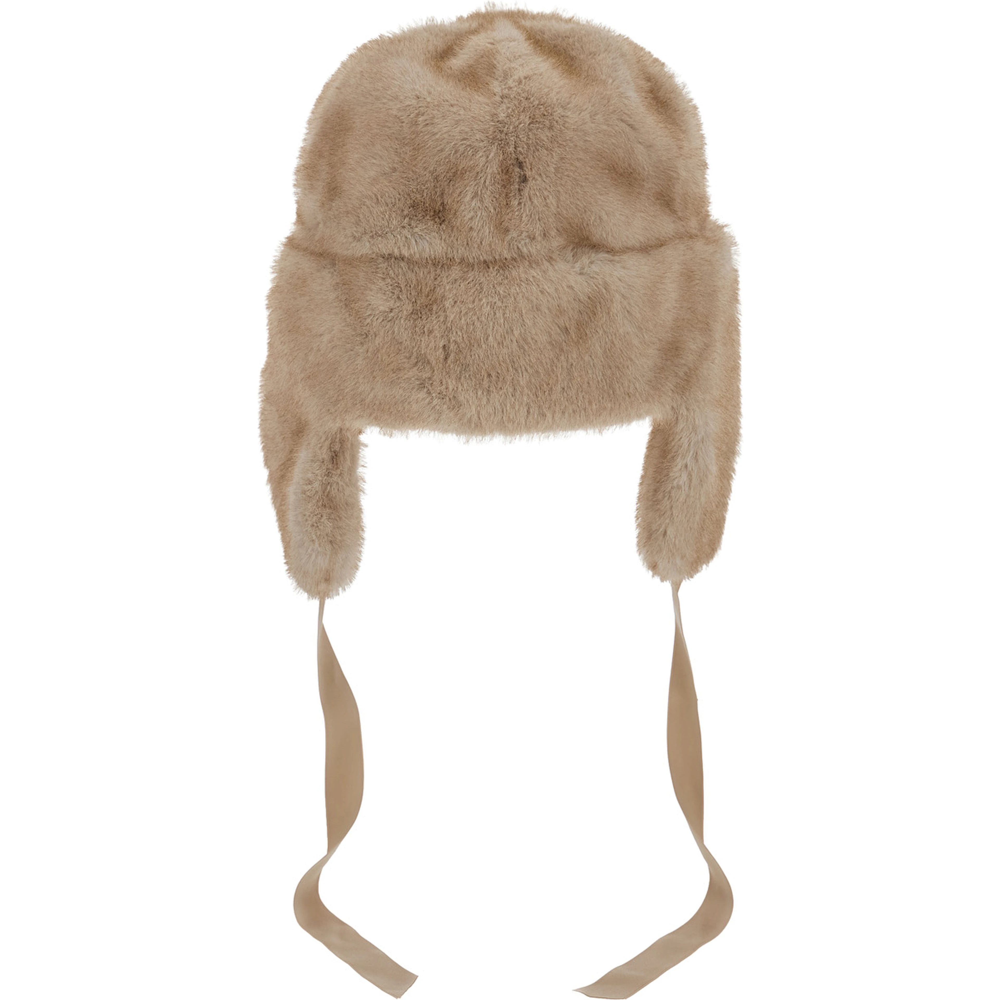 Beige Beanie with Adjustable Drawstring in Fur for Women