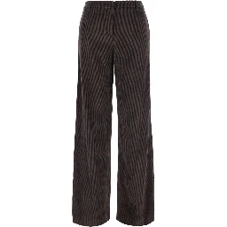 Brown Pants with Wide Leg in Corduroy for Women