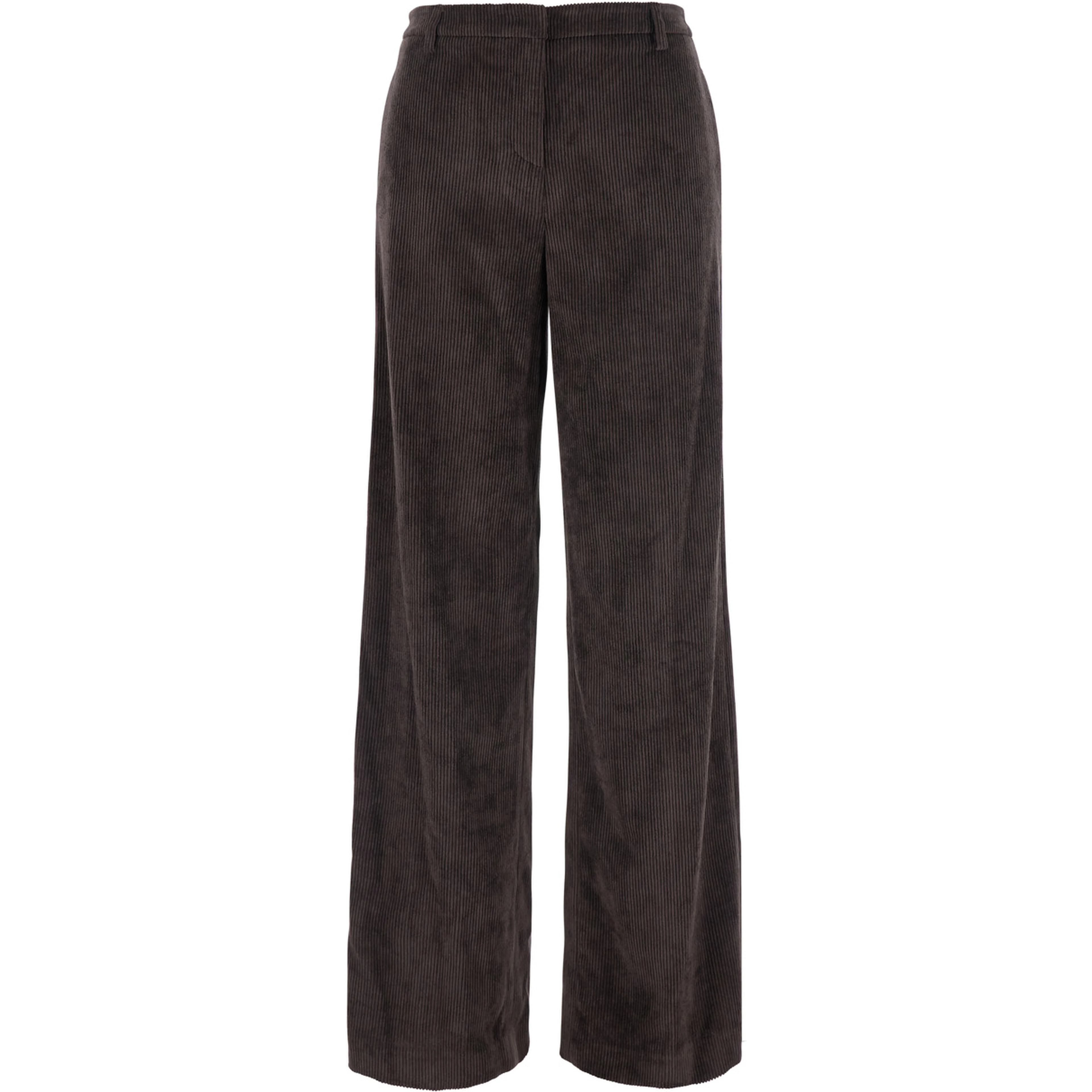 Brown Pants with Wide Leg in Corduroy for Women