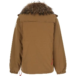 USHUAIA SHORT PARKA with collar, long sleeves and front closure. Tech Fabric, beige color, unisex