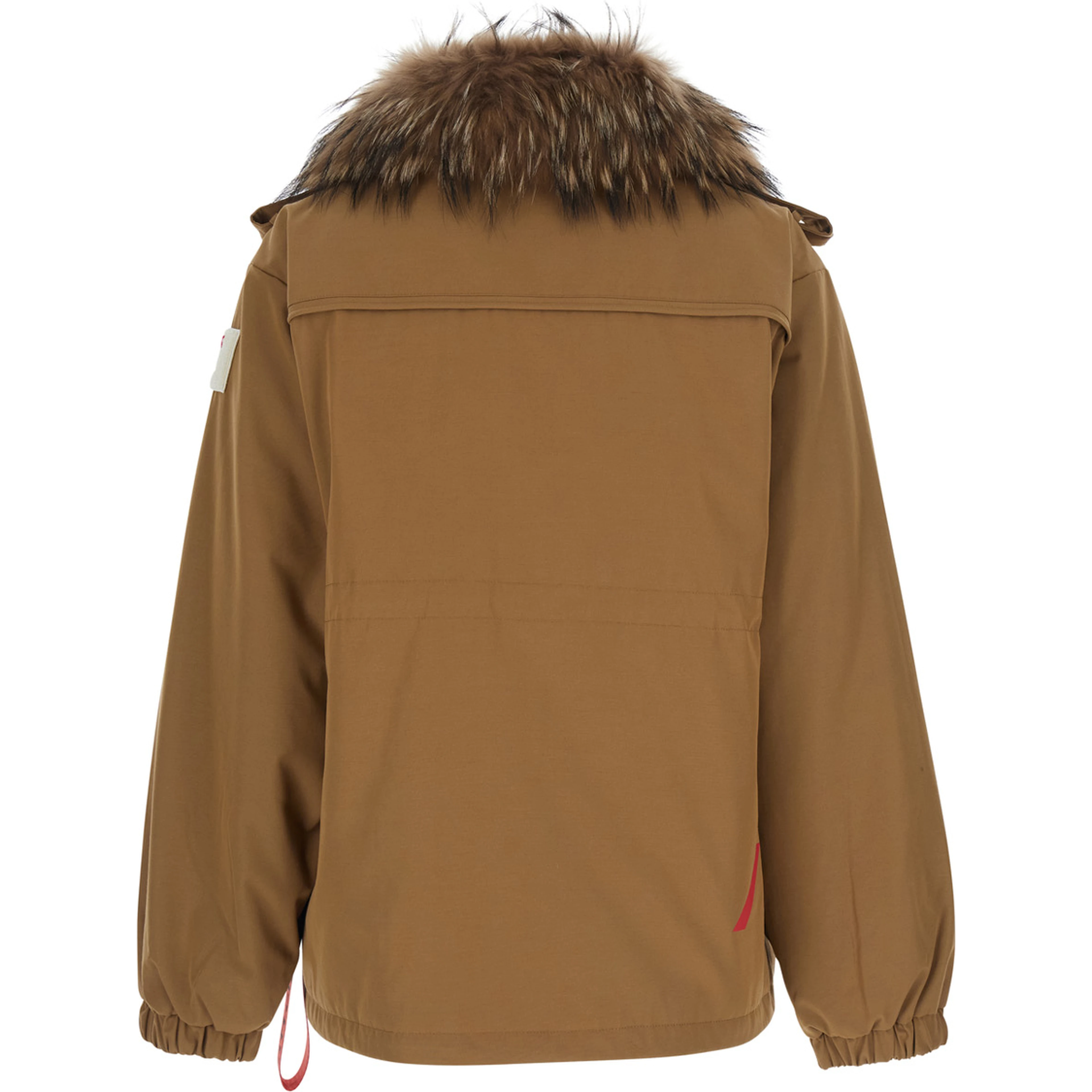 USHUAIA SHORT PARKA with collar, long sleeves and front closure. Tech Fabric, beige color, unisex