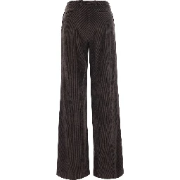 Brown Pants with Wide Leg in Corduroy for Women