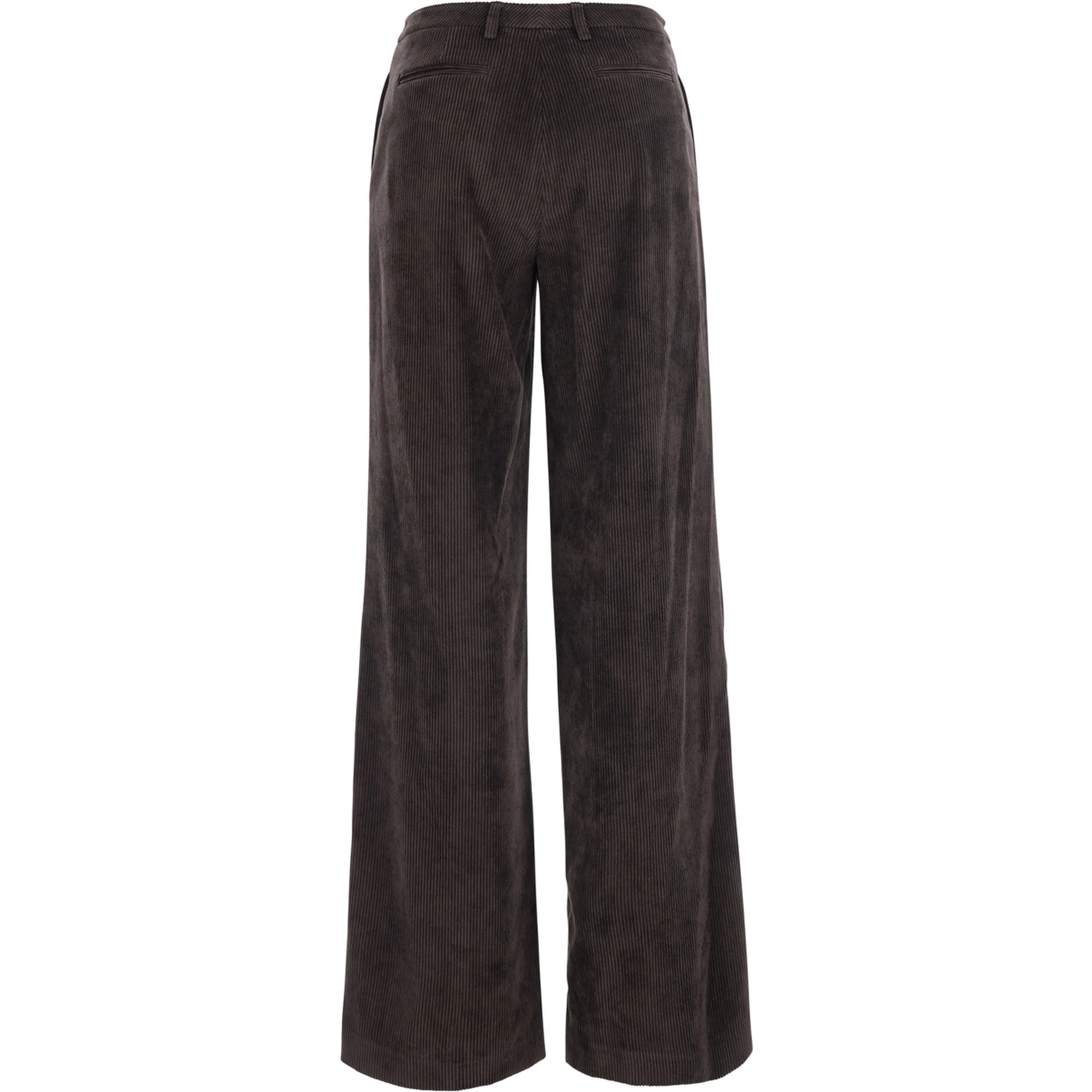 Brown Pants with Wide Leg in Corduroy for Women