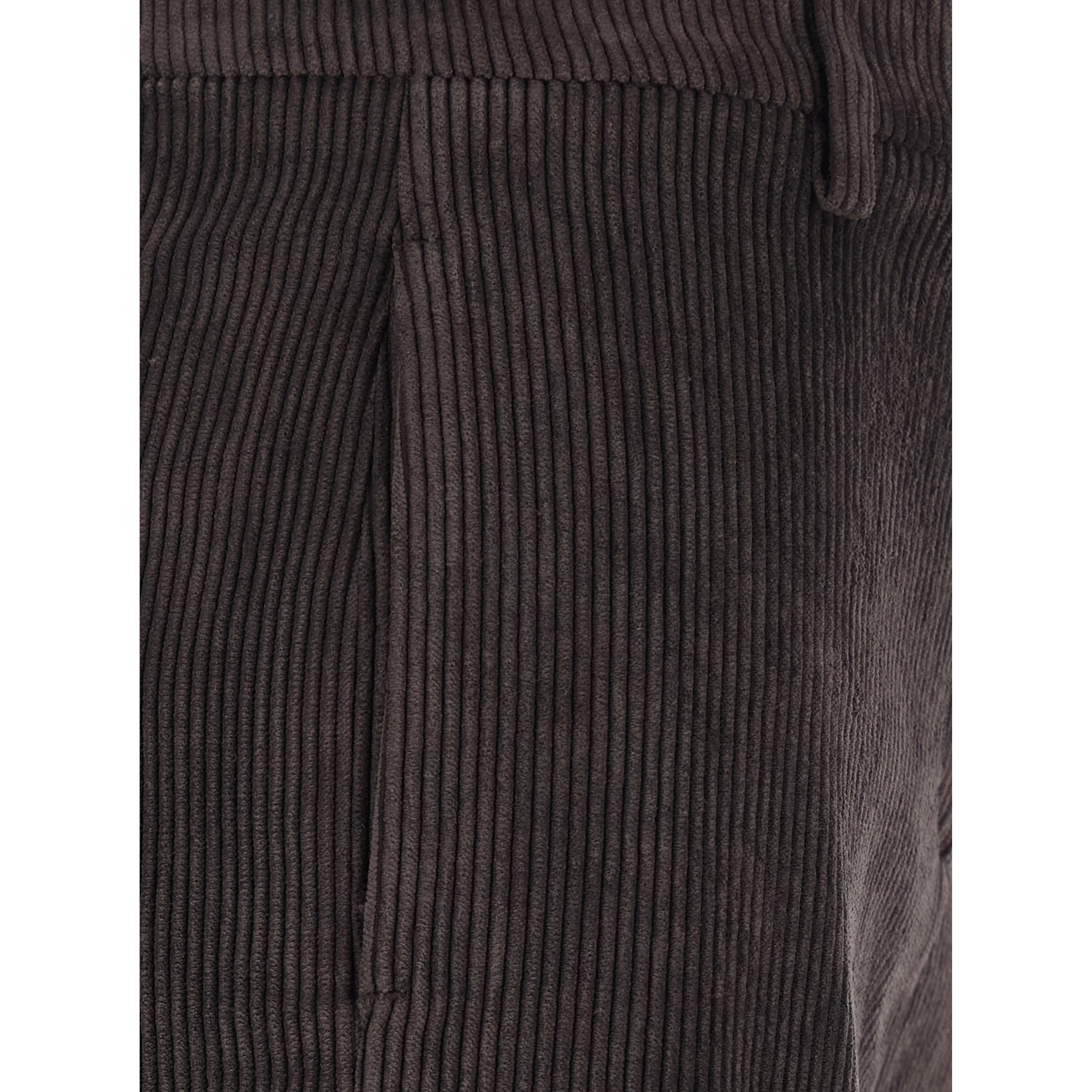 Brown Pants with Wide Leg in Corduroy for Women