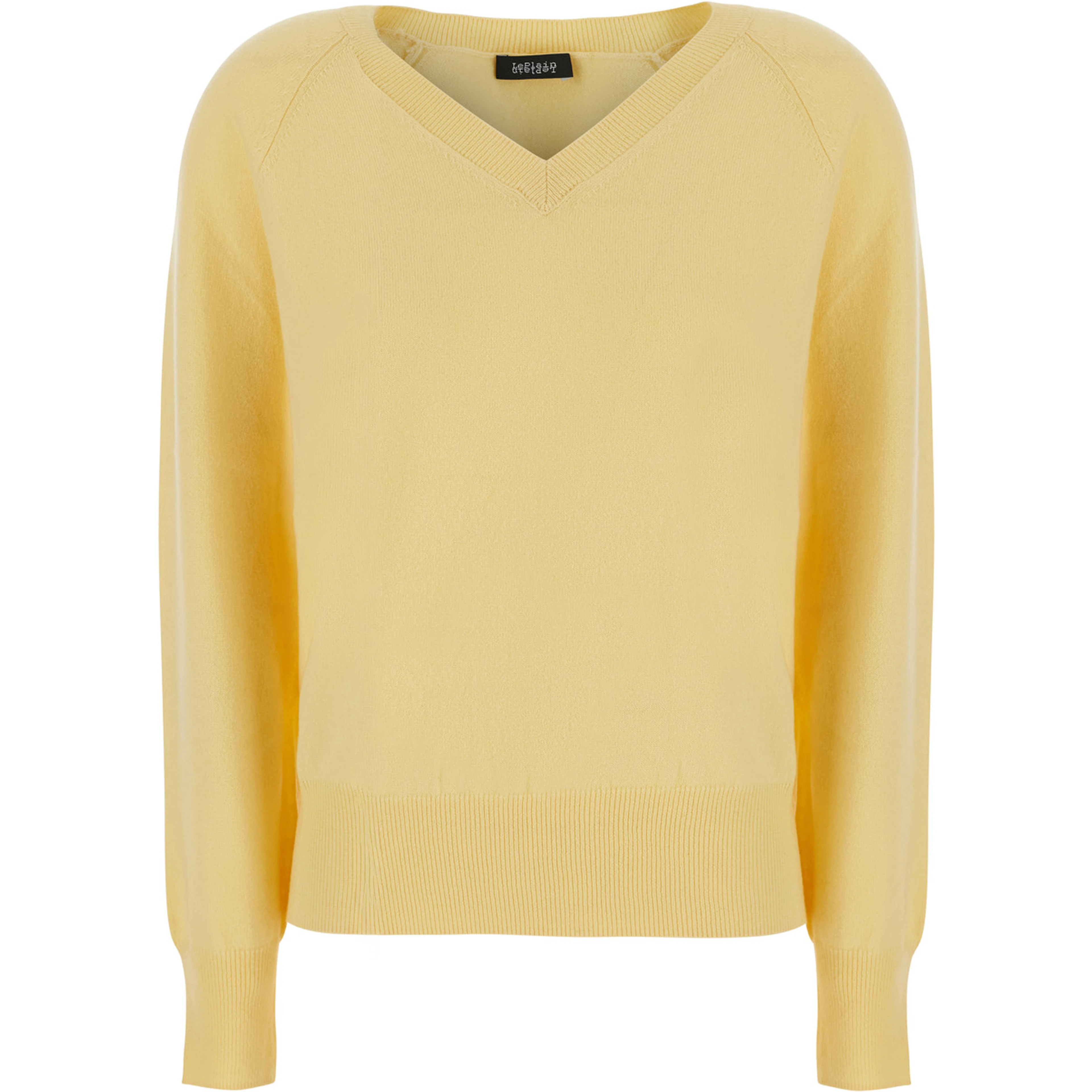 V NECK 12GG Sweater with V-neck and 100% Cashmere in Yellow for women