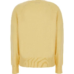 V NECK 12GG Sweater with V-neck and 100% Cashmere in Yellow for women
