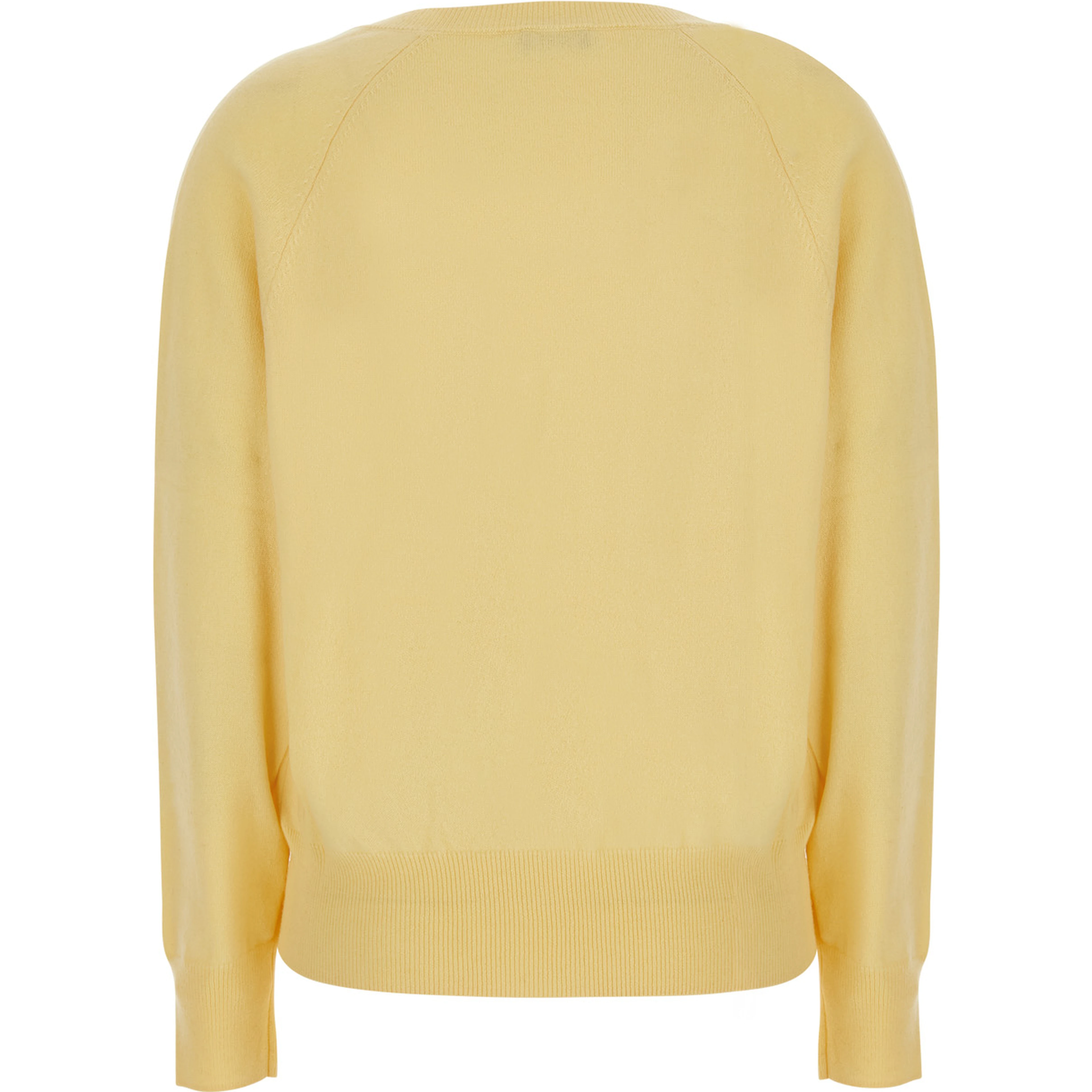 V NECK 12GG Sweater with V-neck and 100% Cashmere in Yellow for women