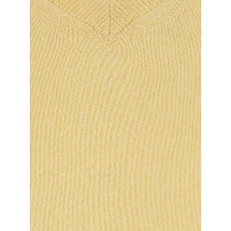 V NECK 12GG Sweater with V-neck and 100% Cashmere in Yellow for women