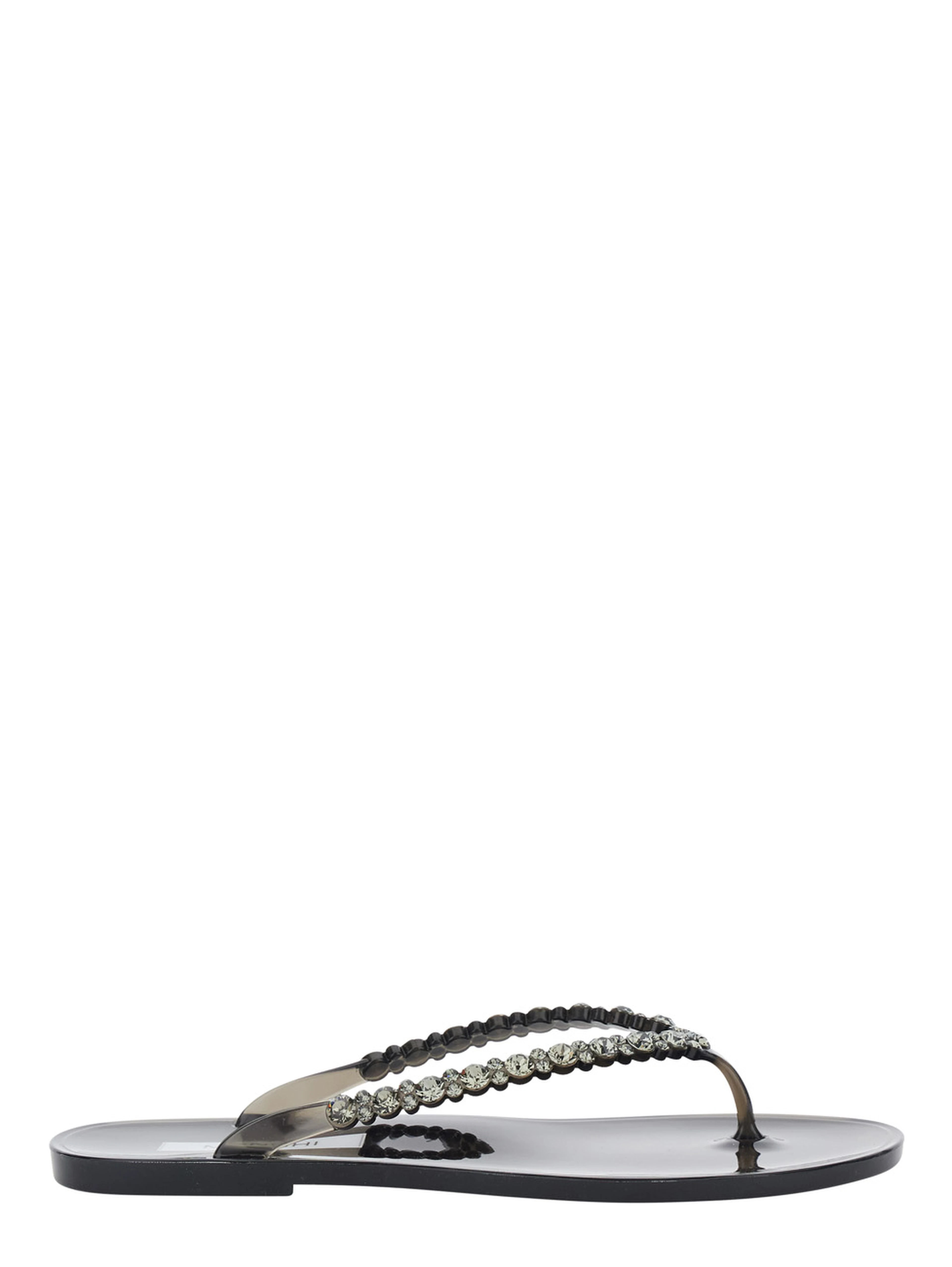 BERTA Black Sandals with Flip-Flop Design and Bead Details in PVC Women