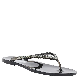 BERTA Black Sandals with Flip-Flop Design and Bead Details in PVC Women