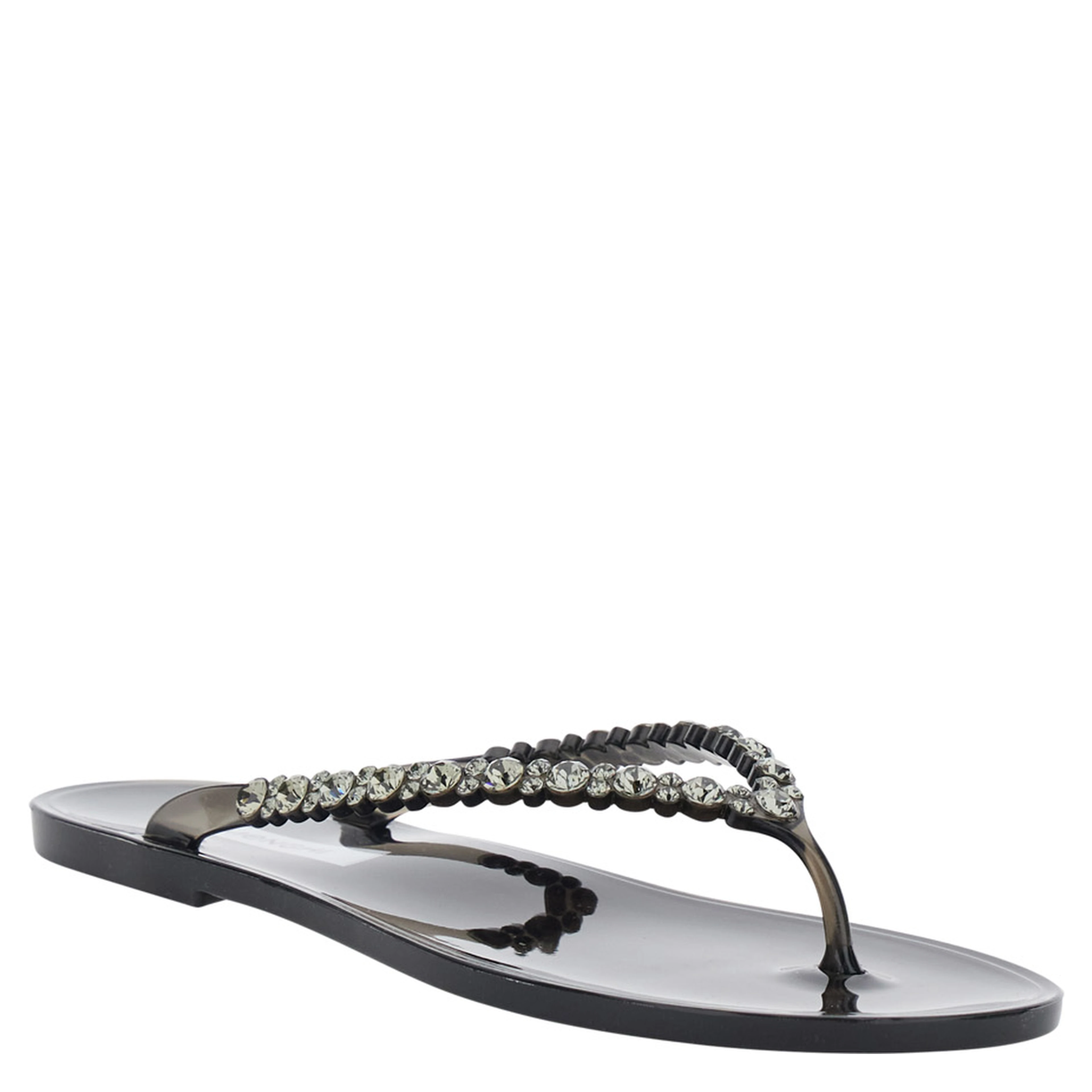BERTA Black Sandals with Flip-Flop Design and Bead Details in PVC Women