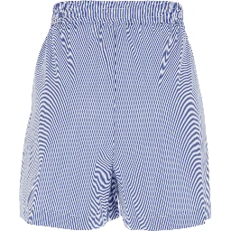 Light Blue Shorts with Striped Motif and Elasticized Waist in Fabric Woman