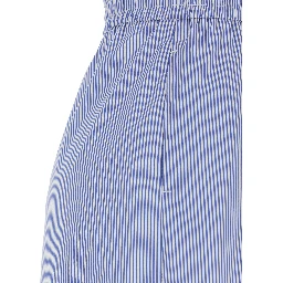 Light Blue Shorts with Striped Motif and Elasticized Waist in Fabric Woman