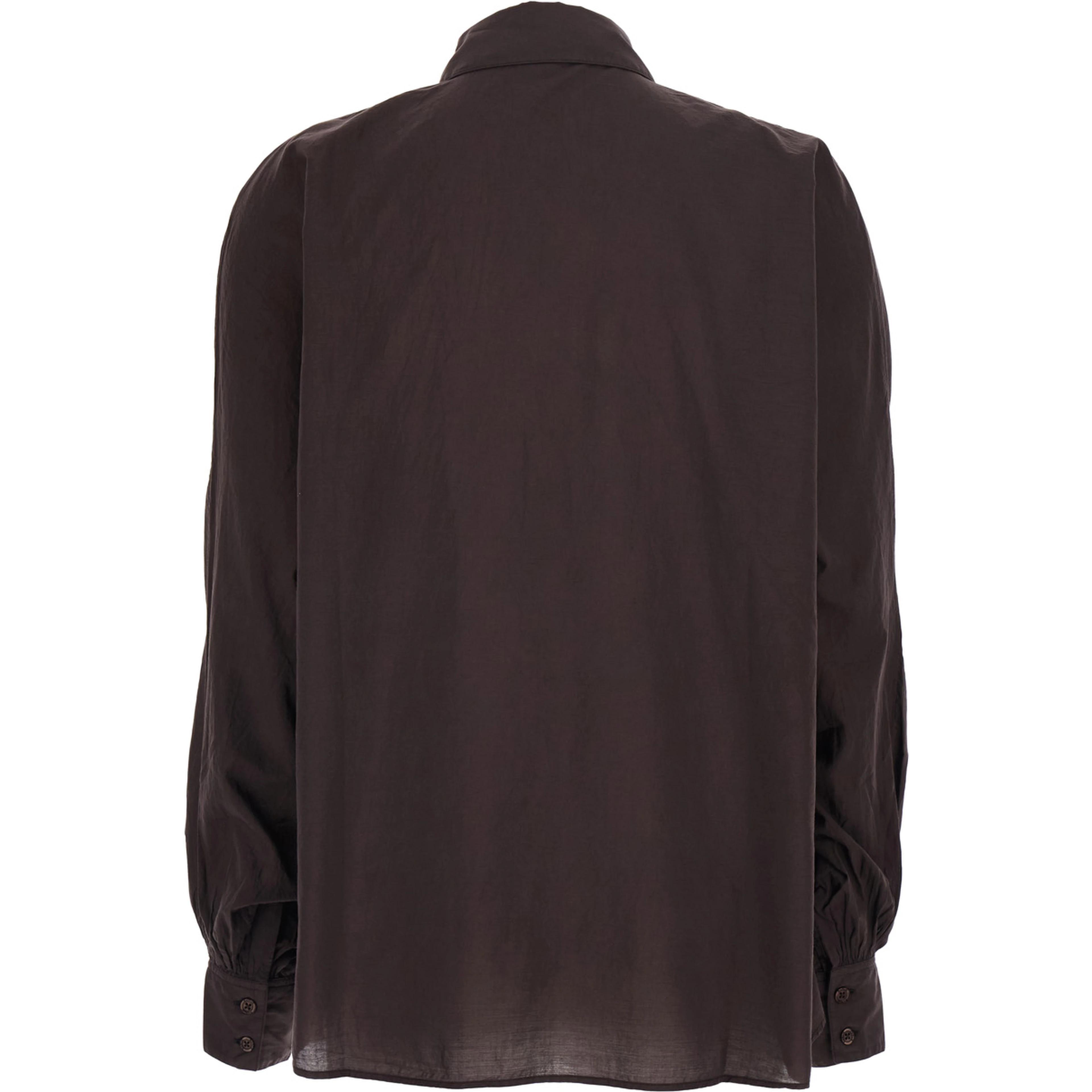 Antonia Brown Shirt with classic collar and logo embroidery on the cuff in fabric for women