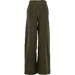 Brown Pants with Belt Loops in Ribbed Velvet Woman