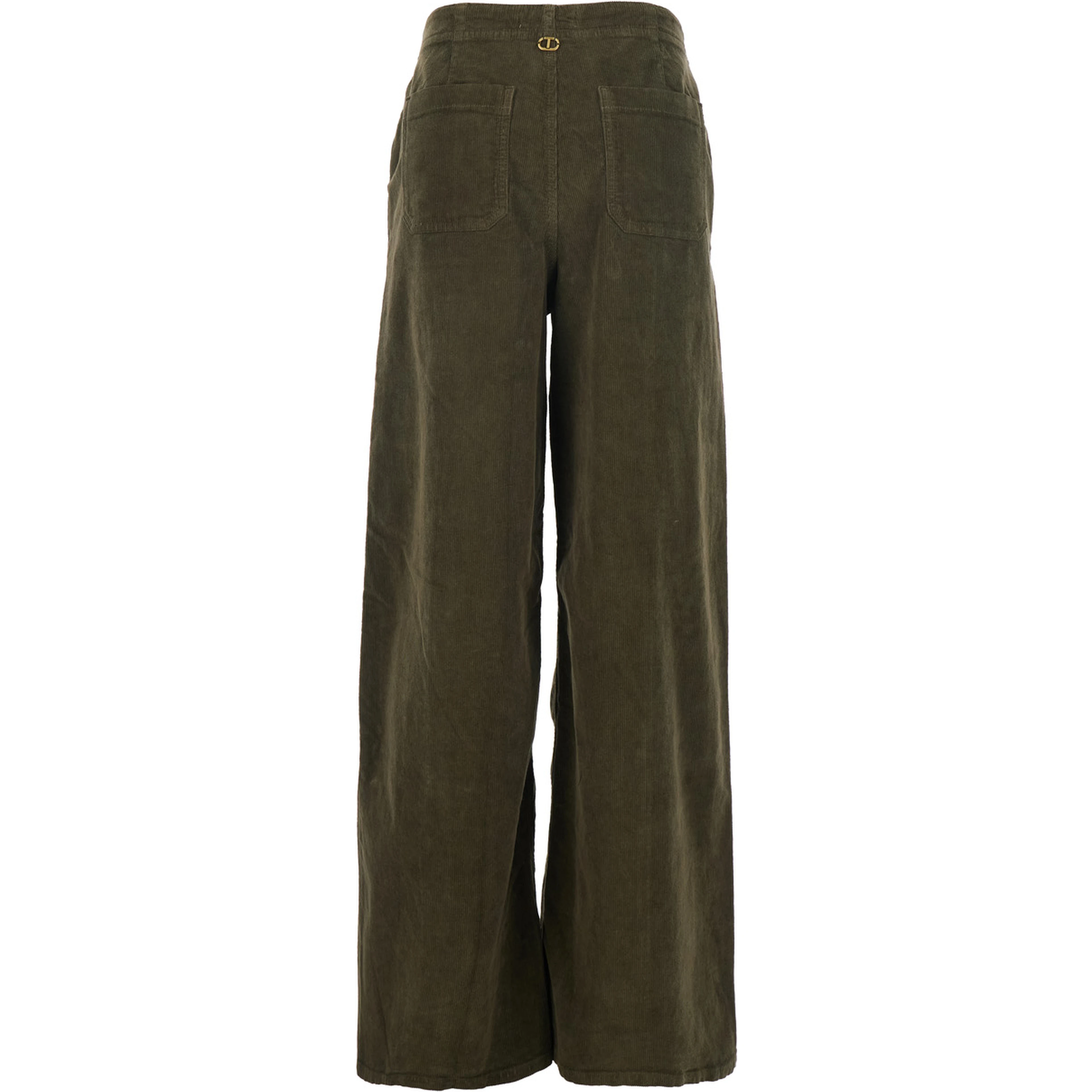 Brown Pants with Belt Loops in Ribbed Velvet Woman