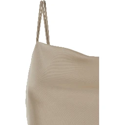 Beige Dress long with thin straps and pendants on the back in tech fabric women