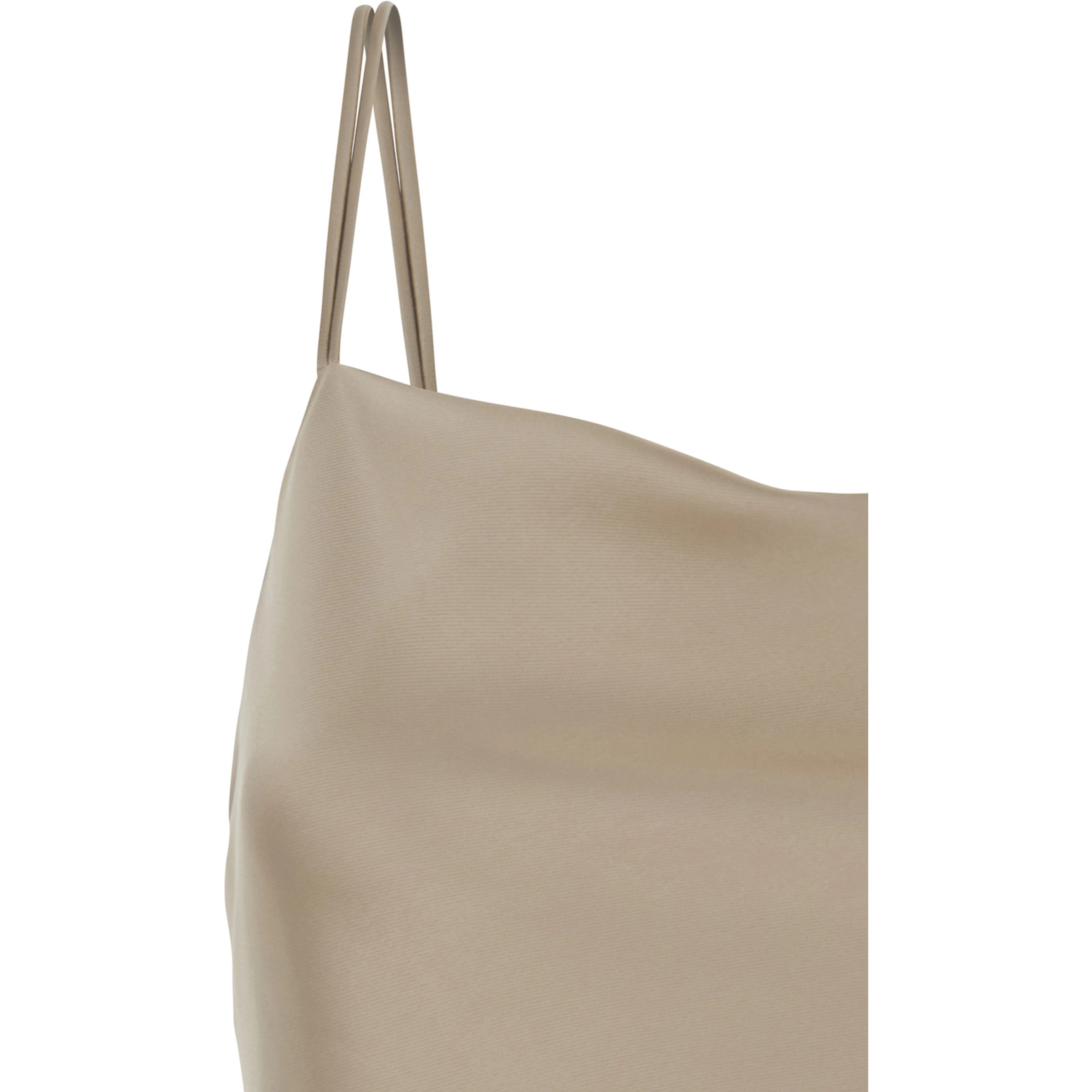 Beige Dress long with thin straps and pendants on the back in tech fabric women