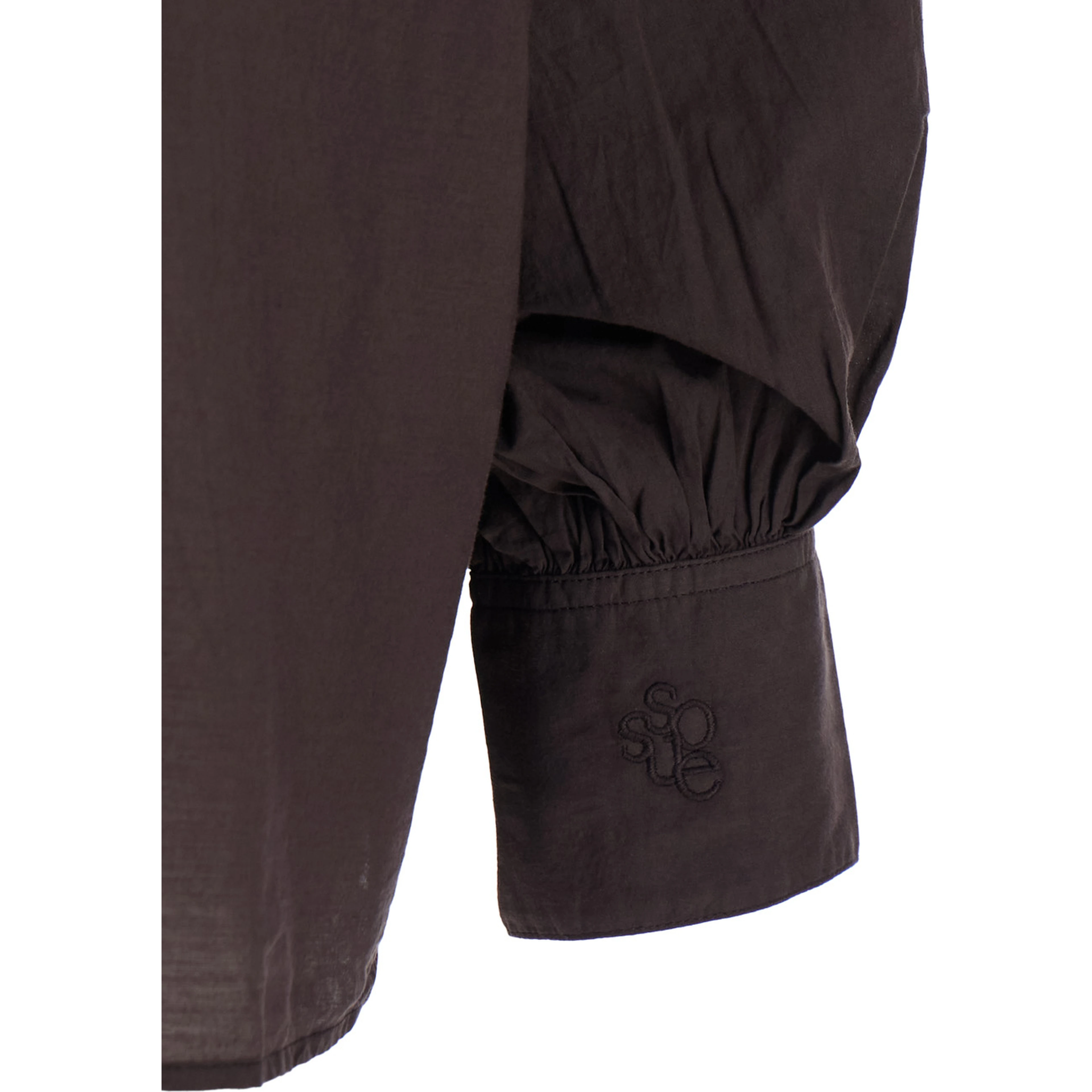Antonia Brown Shirt with classic collar and logo embroidery on the cuff in fabric for women
