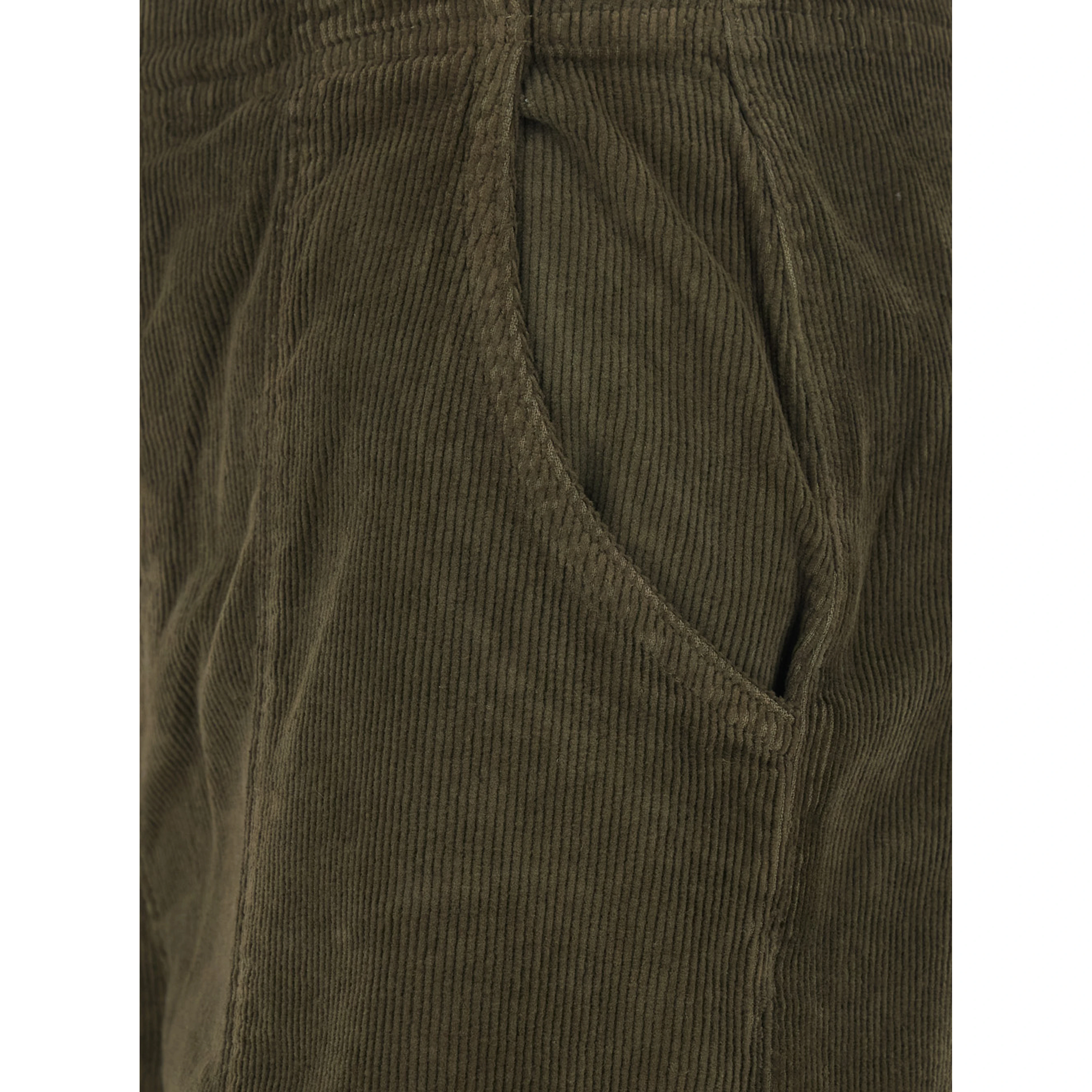 Brown Pants with Belt Loops in Ribbed Velvet Woman