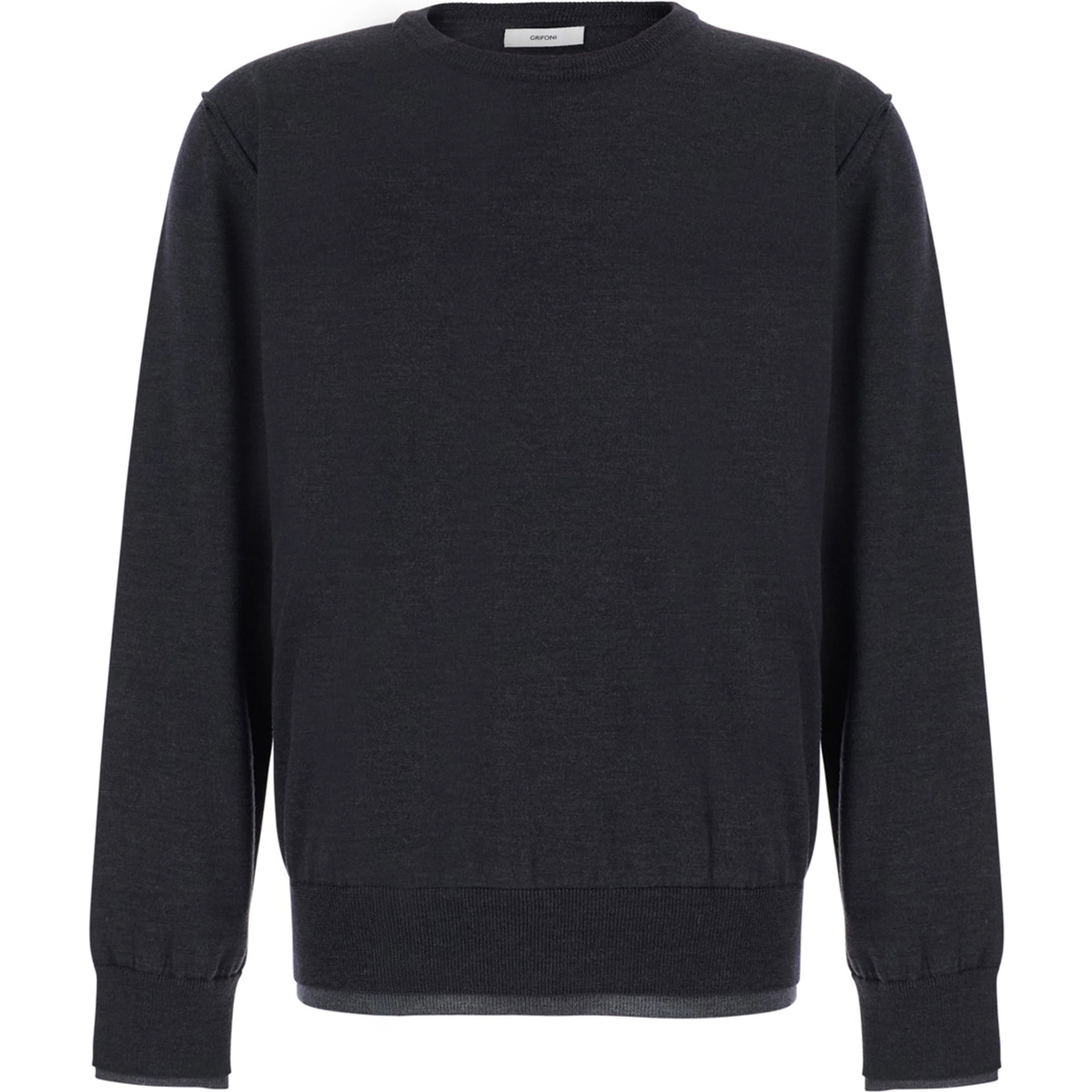 Grey Crew Neck Sweater in Wool for Men