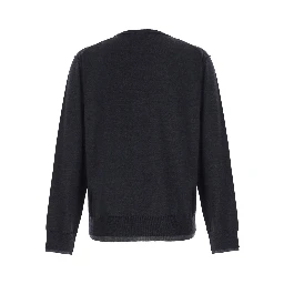 Grey Crew Neck Sweater in Wool for Men
